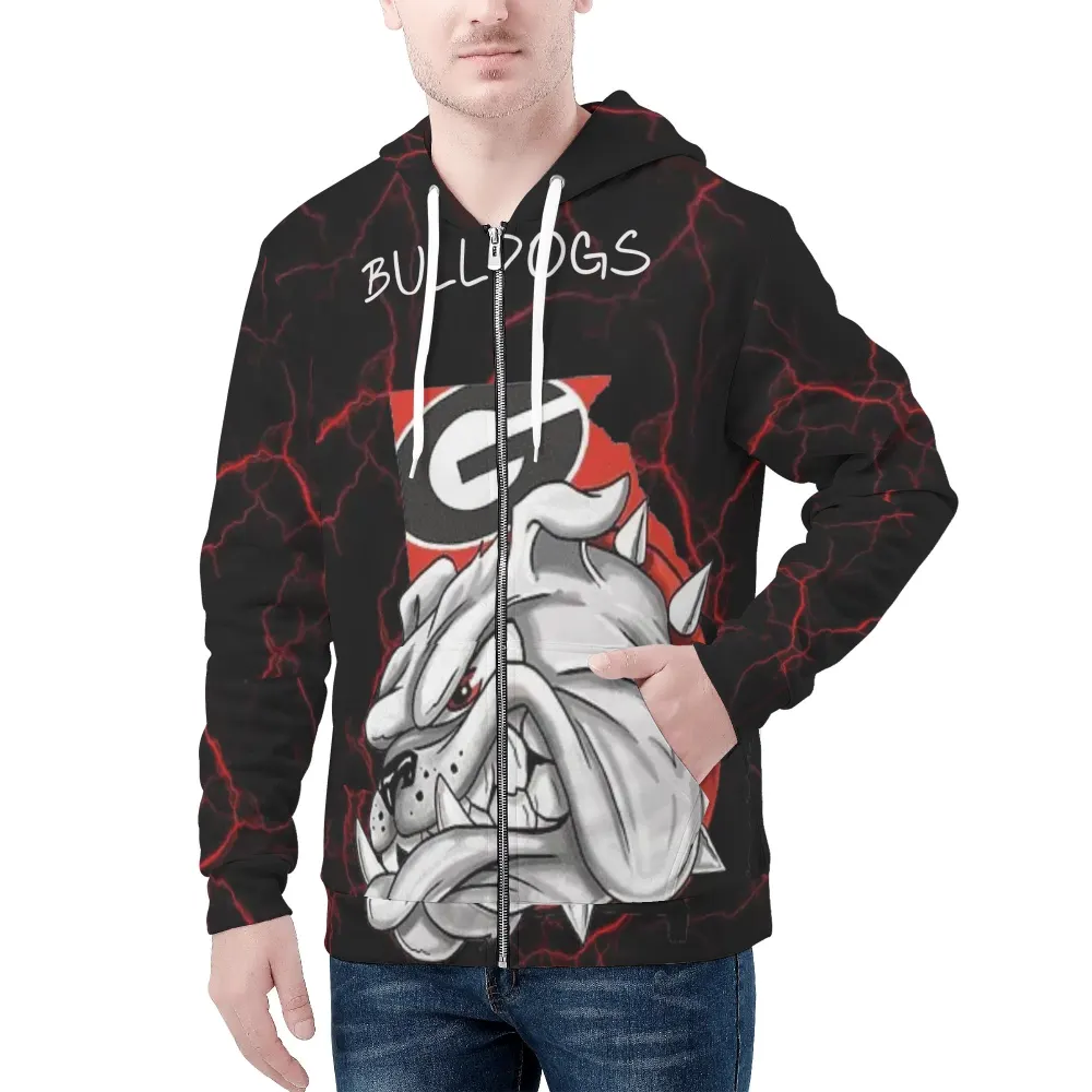 Men's All Over Print Classic Zip Up Hoodie Warm Jacket