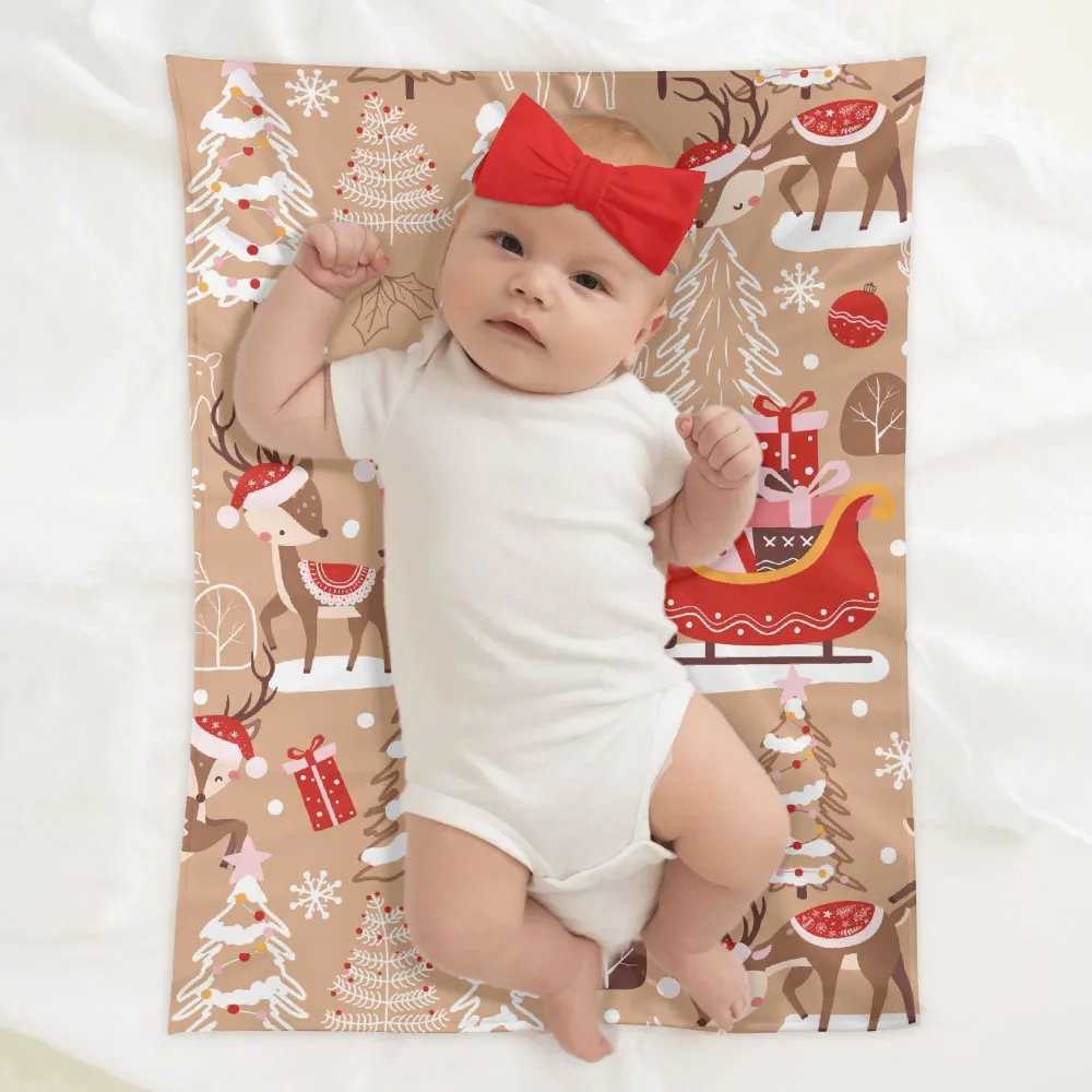 Personalized Baby Newborn 3 Pcs for Beanie Baby Hat Hairband Blanket