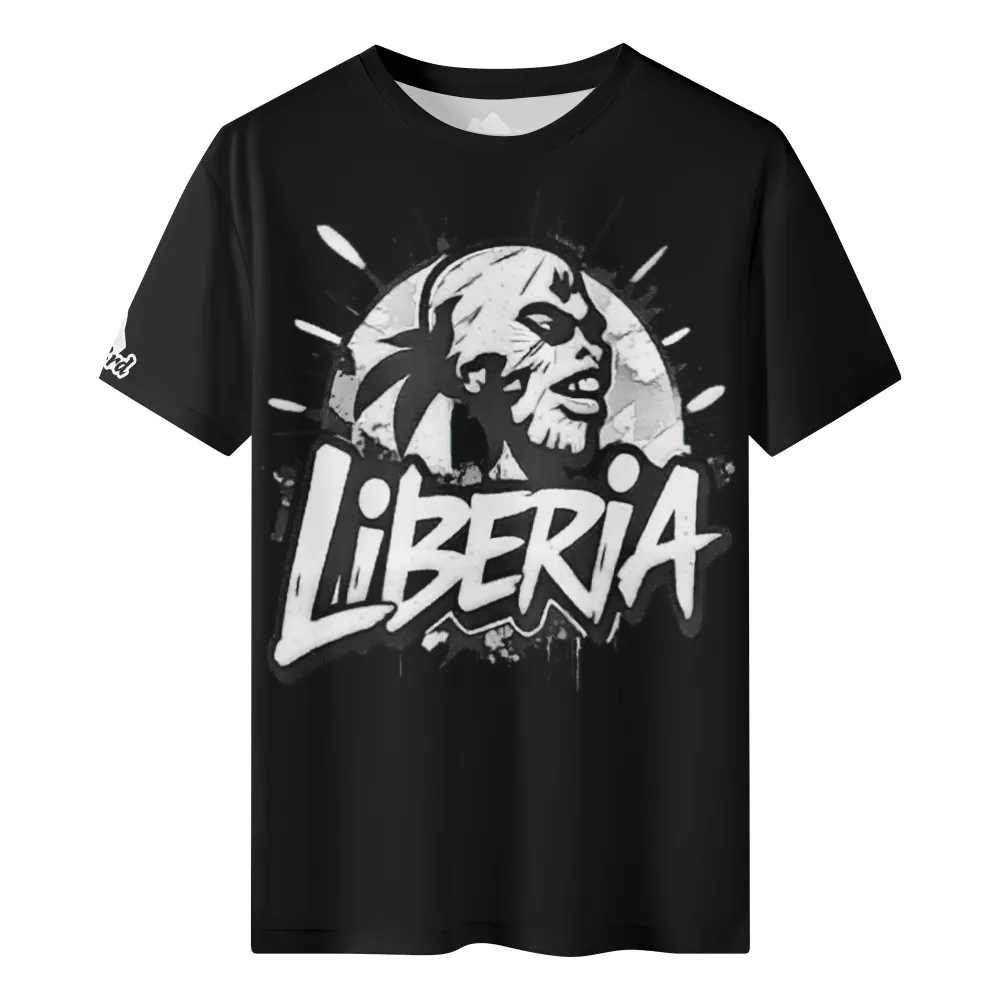 High-Quality Polyester All-Over Print Men's T-Shirt - Liberian Design - Comfortable & Durable
