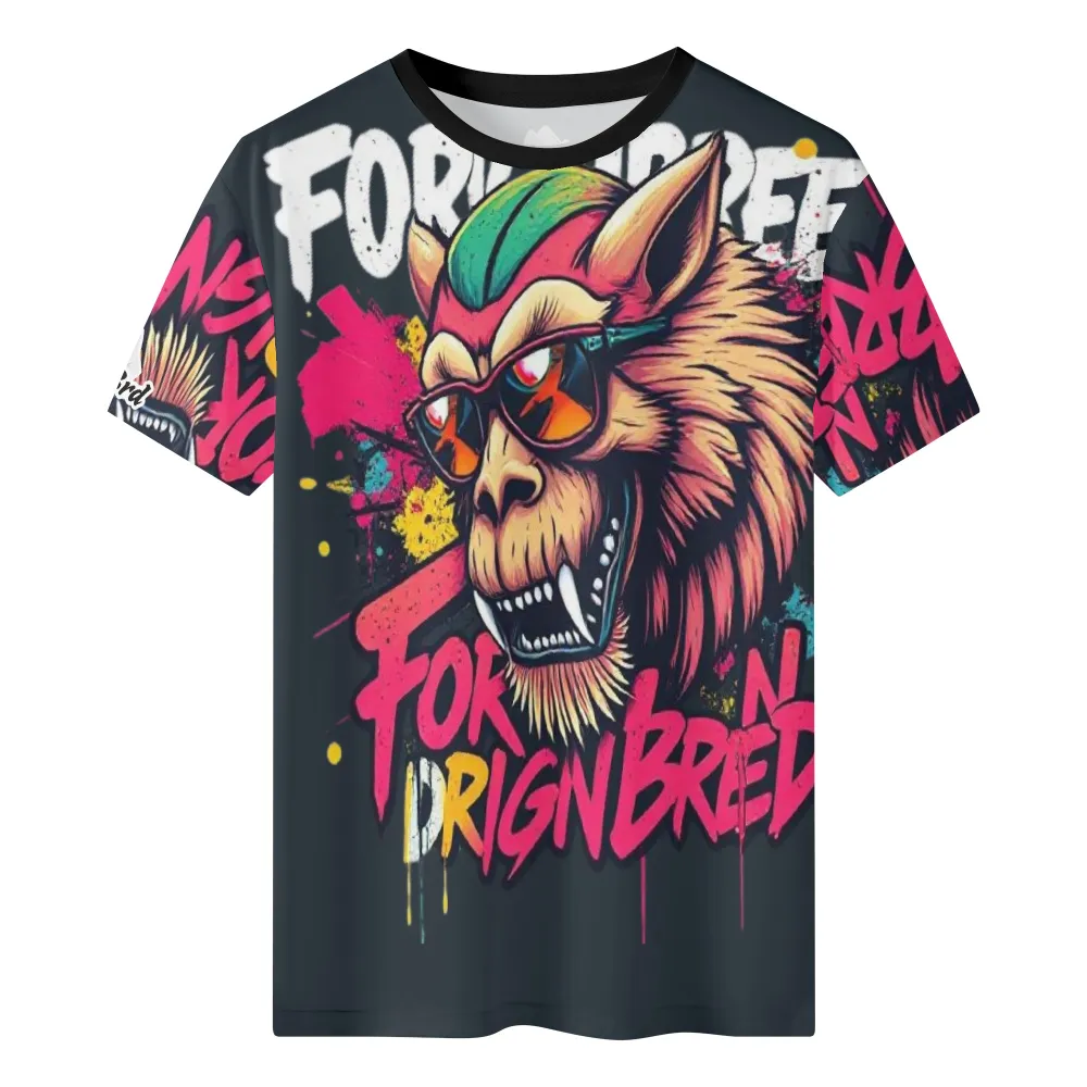 Comfortable High-Quality Polyester Wild Life All-Over Print Classic T-Shirt for Men - Breaths & Wicks Moisture