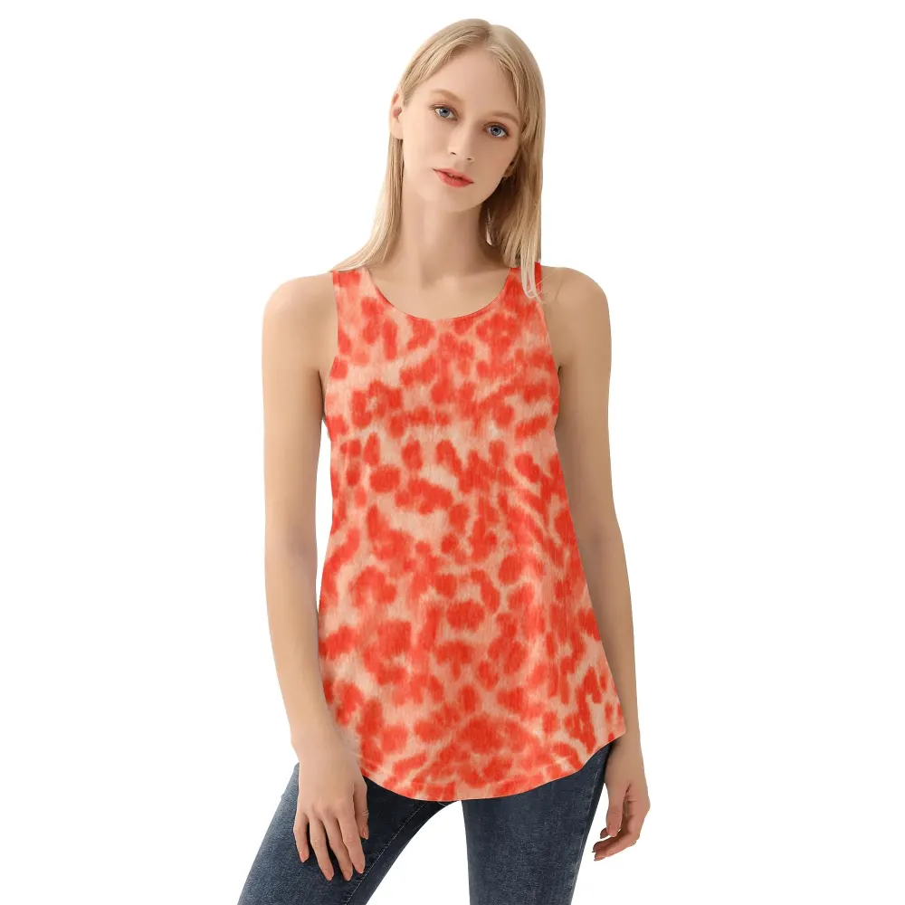 Unleash your style with our Orange Leopard Print Loose Tank Top,