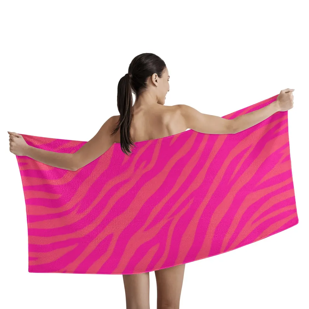 Introducing Our Pink-Orange Tiger Stripe Bath Beach Towels – Elevate Your Daily Routine!
