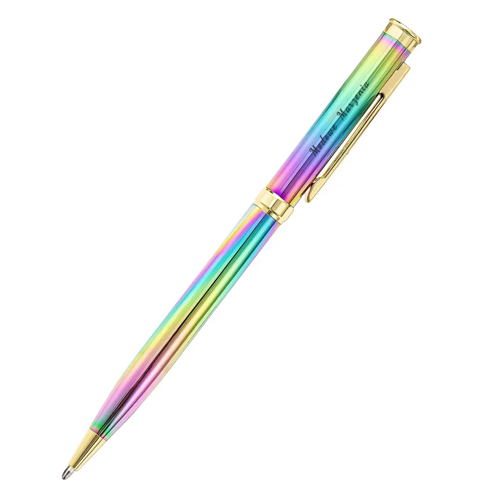 Personalized 6 Pack Rainbow Ballpoint Pen with Engraved Name and Logo