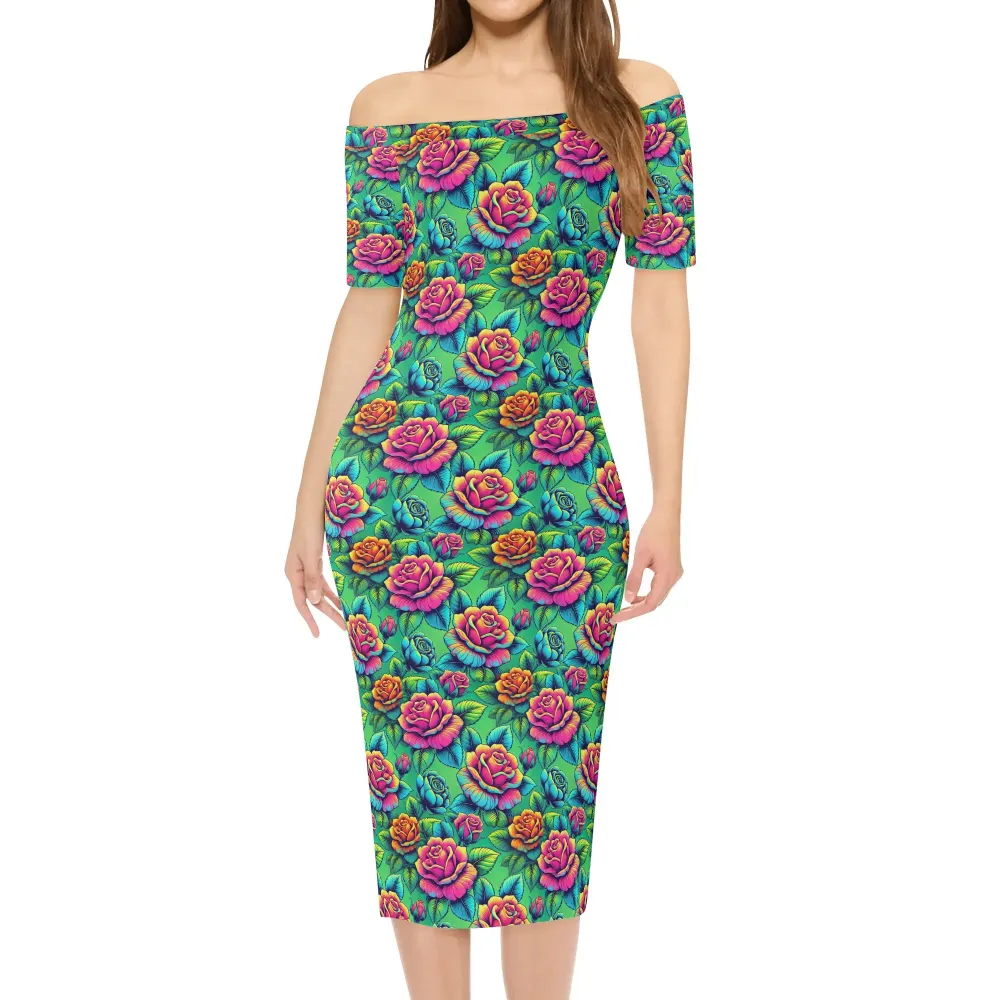 Introducing our Women's Off The Shoulder Short Sleeve Elegant Wrap Dress