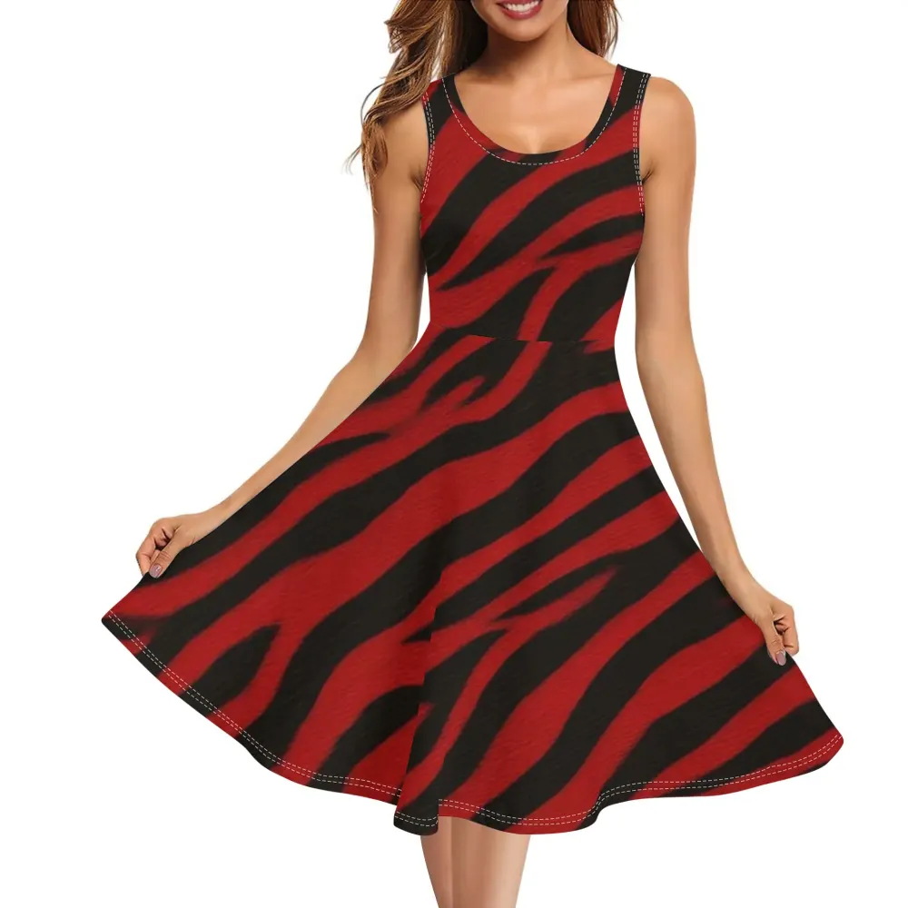 Women's Stylish Midi Wrap Dress - A-Line, Sleeveless, Round Neck, Pockets, 30°C Wash