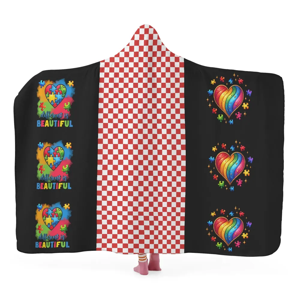 "Supporting Autism" Wearable Hooded Blanket for Adult and Kids