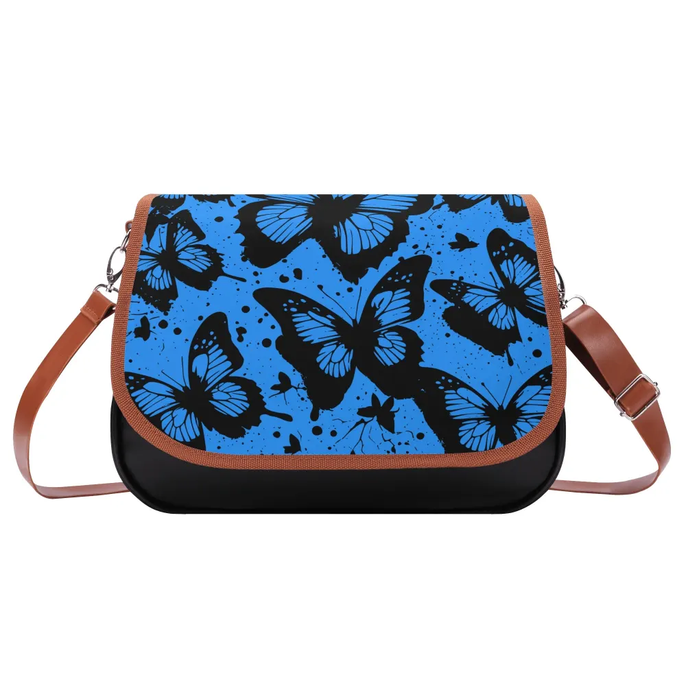 Blue Butterfly Classic Leather Shoulder bag