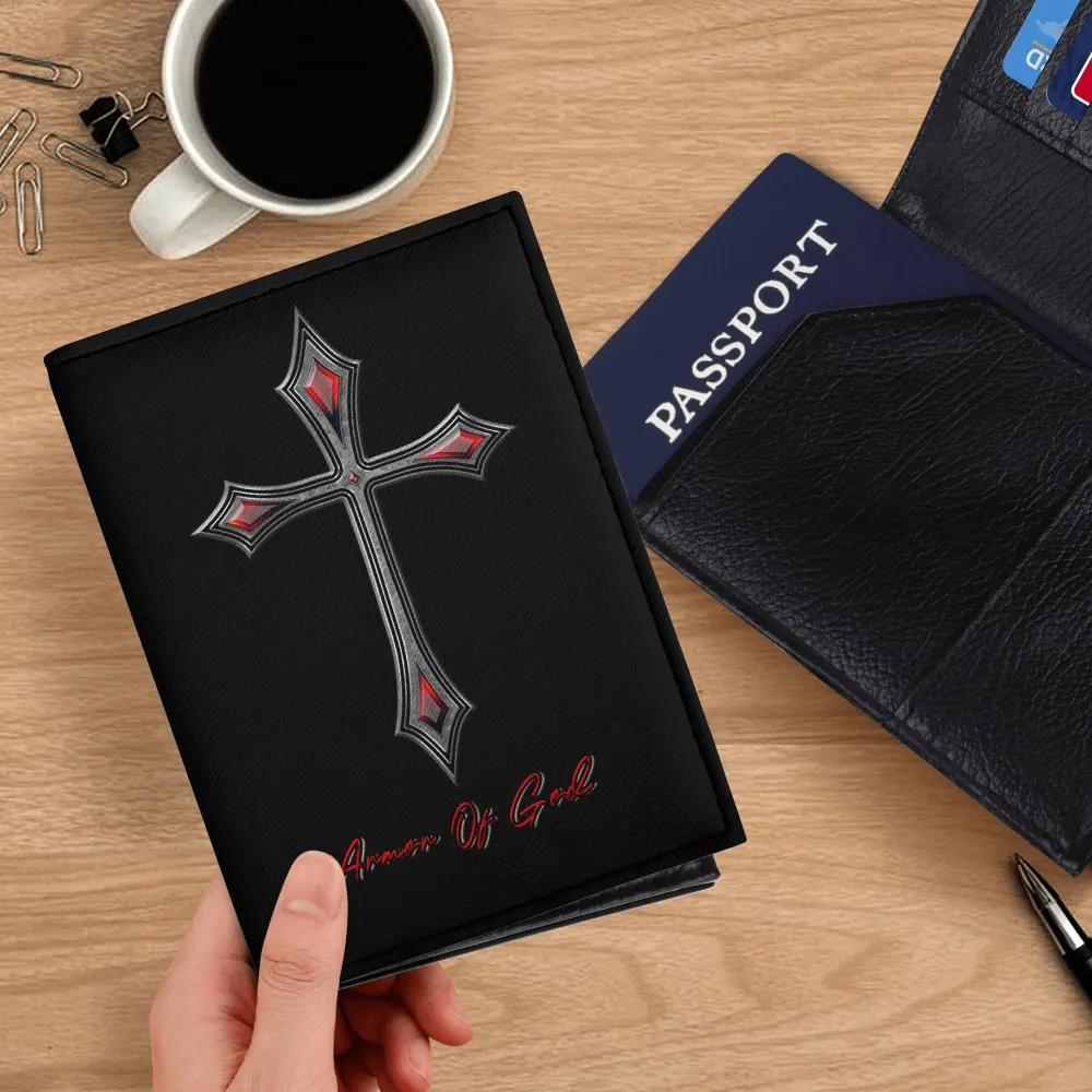 Leather Armor Of God Passport Case Business Name ID Card Holder