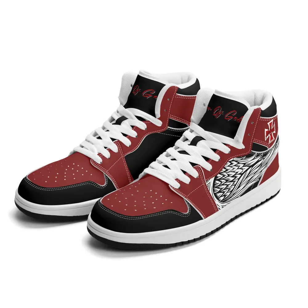 Men's Premium Leather AJ1 Authentic Armor Of God High Top Sneakers-V2