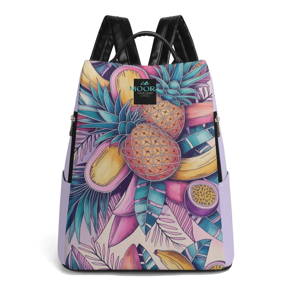 Lavender Cocktail-Travel PU Leather Daypack | Anti-Theft Backpack for Everyday Adventures