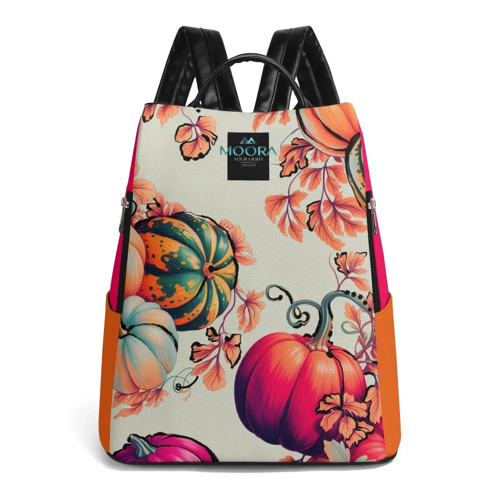 Pumpkin-Travel PU Leather Daypack | Anti-Theft Backpack for Everyday Adventures