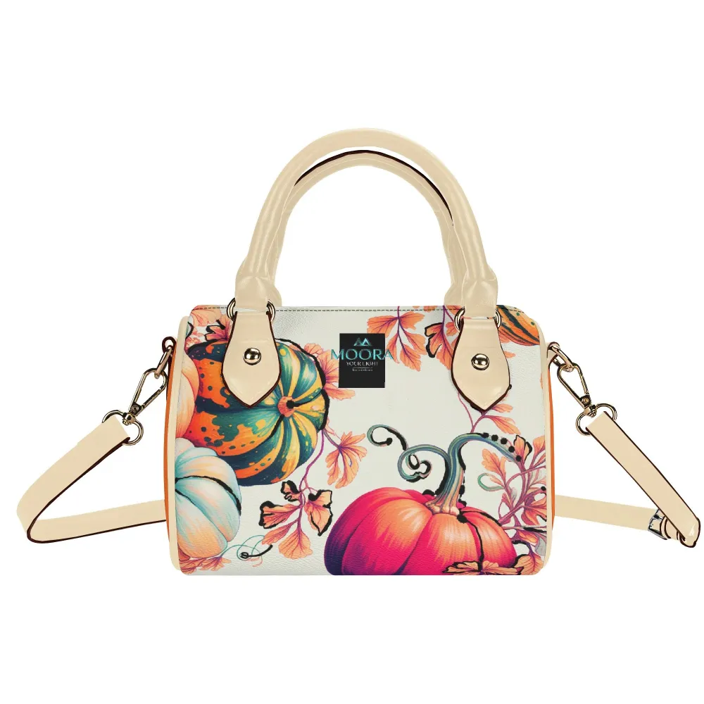 Pumpkin-Women's Leather Mini Small Boston Bag Satchel Handbag