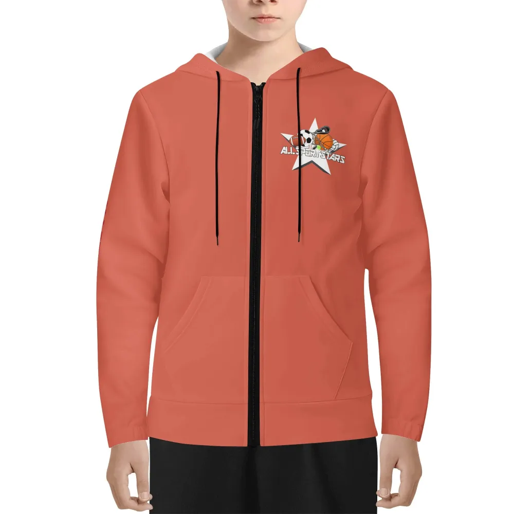 Youth Lightweight Boys Basketball Zipper Jumper Sweatshirt Hoodie