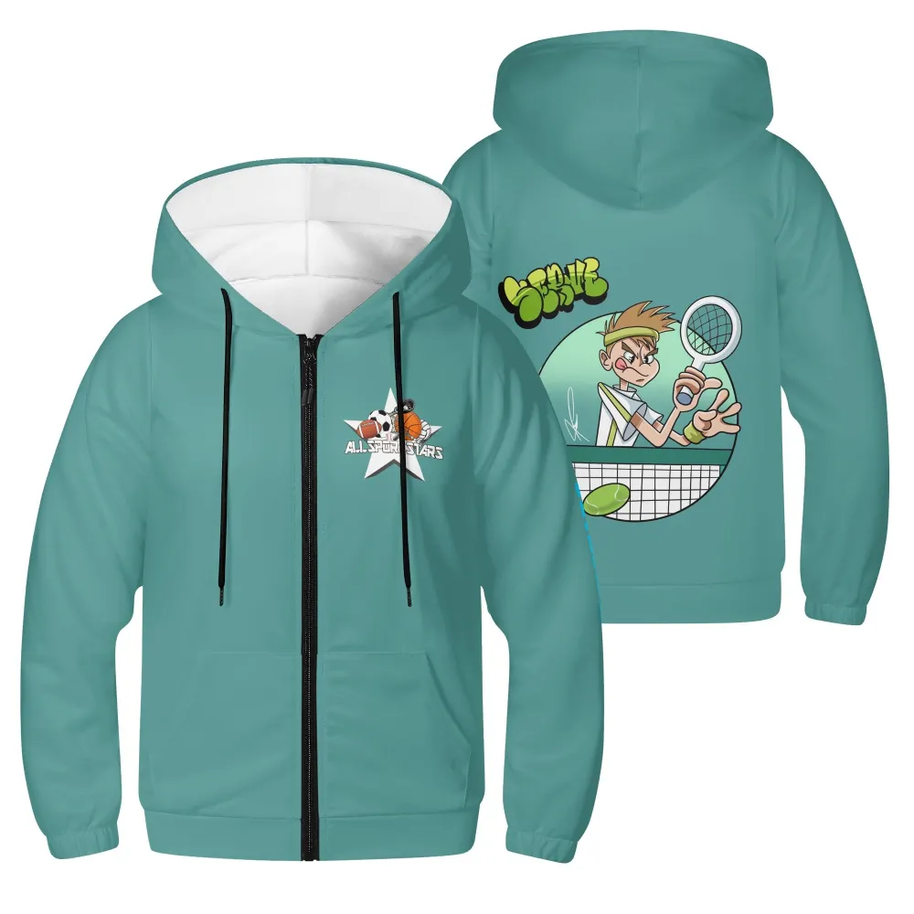 Youth Lightweight Boys Tennis Zipper Jumper Sweatshirt Hoodie