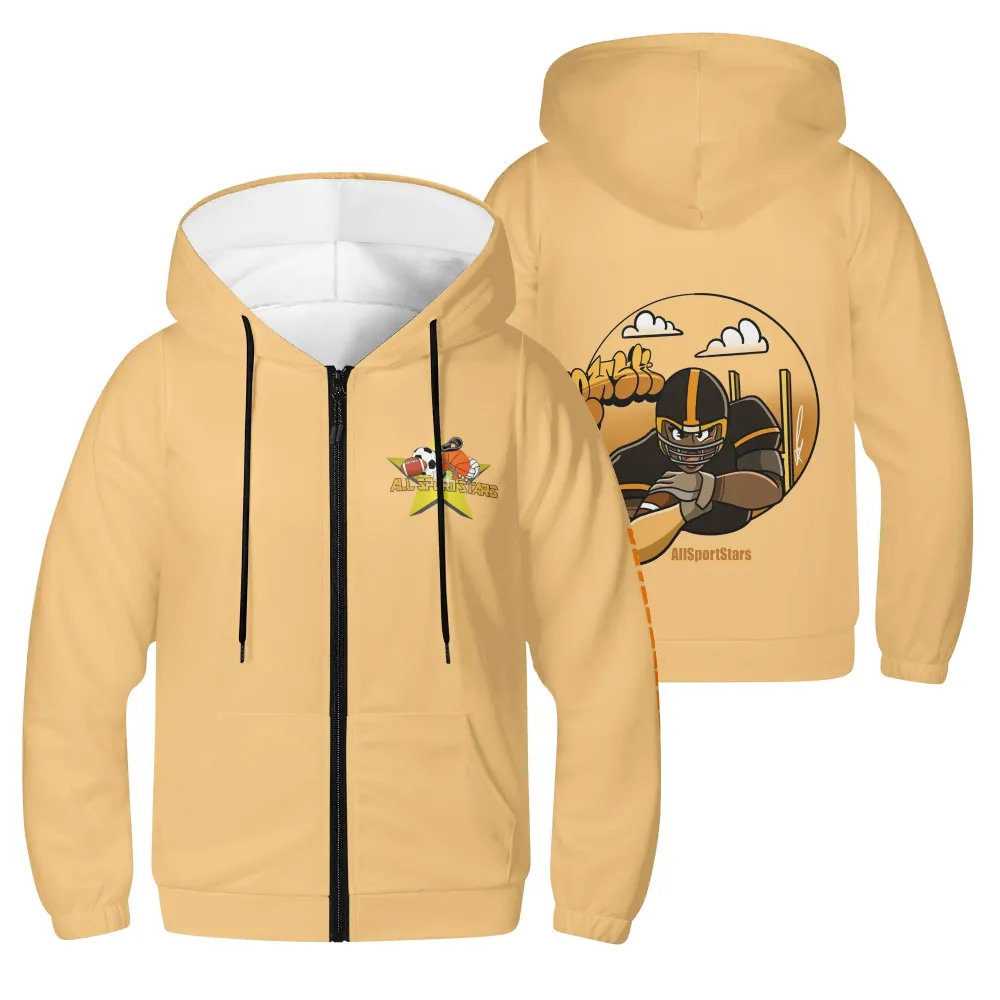 Youth Lightweight Boys Football Zipper Jumper Sweatshirt Hoodie