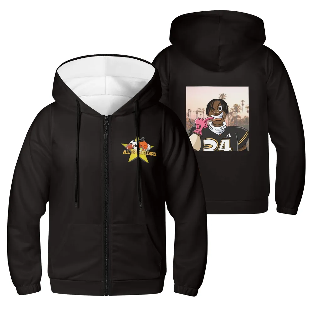 Youth Lightweight Boys Football Zipper Jumper Sweatshirt Hoodie