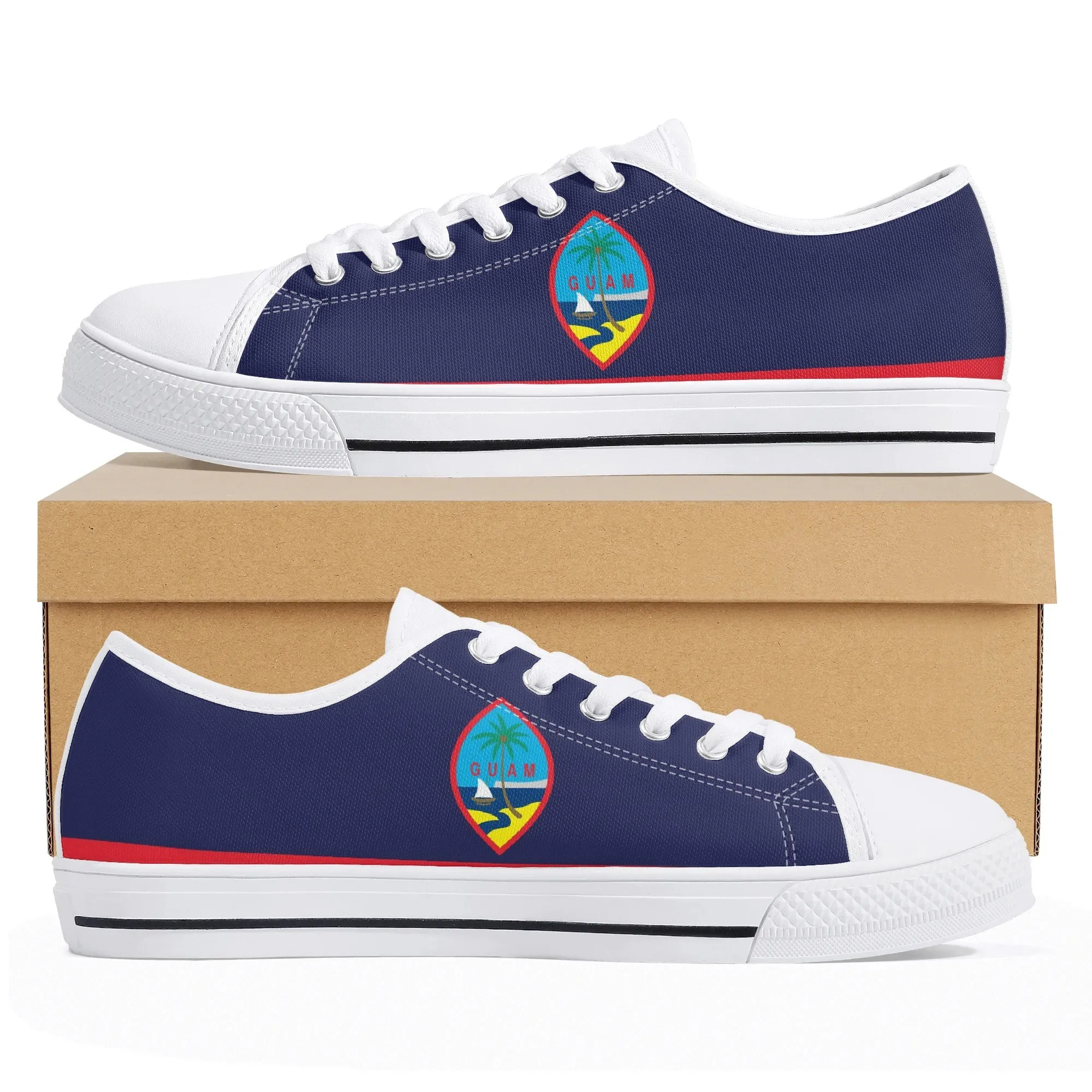 Personalized Guam Flag Shoes | Custom Name Territory Seal Low Top Canvas Sneakers | Unique Guamanian Pride Gift