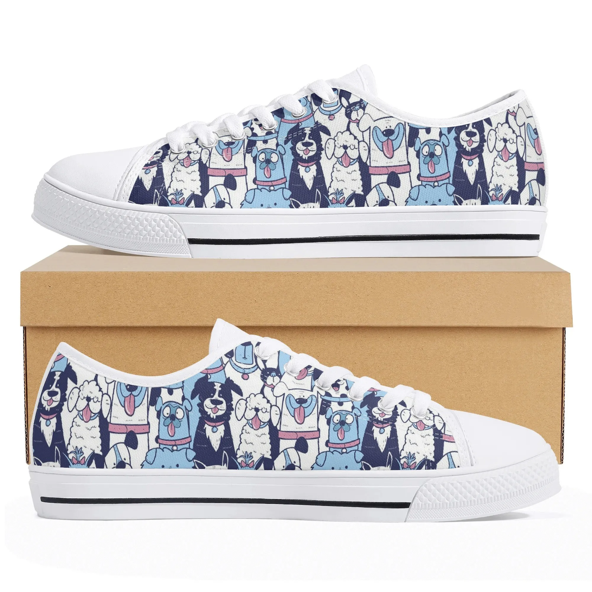 Personalized Dog Mom Low Top Canvas Shoes, Custom Puppy Sneakers, Dog Lover Gifts, Dog Mom & Dad Gift, Dog Memorial Unisex Footwear