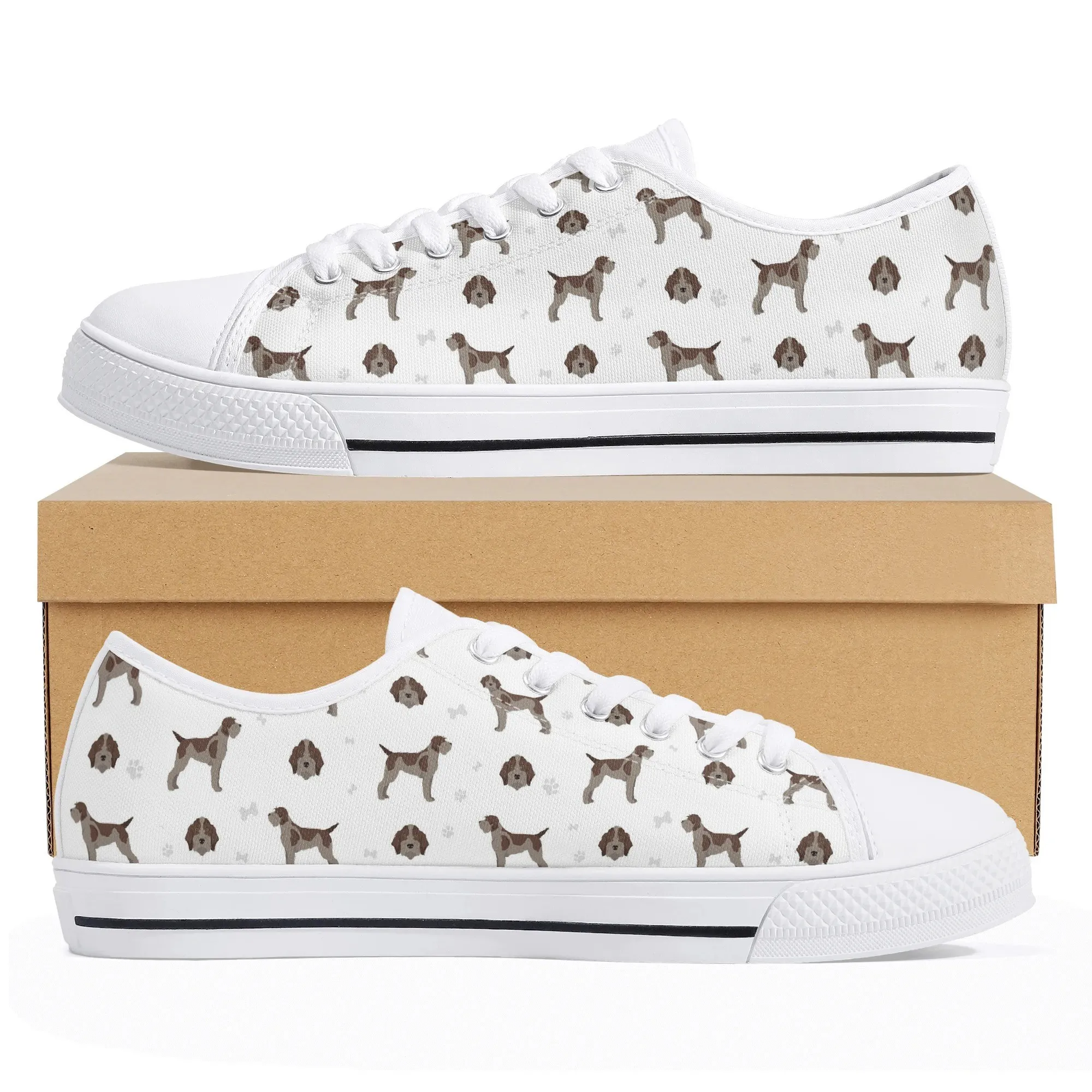 German Wirehaired Pointer Canvas Shoes, Low Top GWP Dog Print Sneakers, Men's Hunting Dog Trainer, Women's Animal Lover Gift