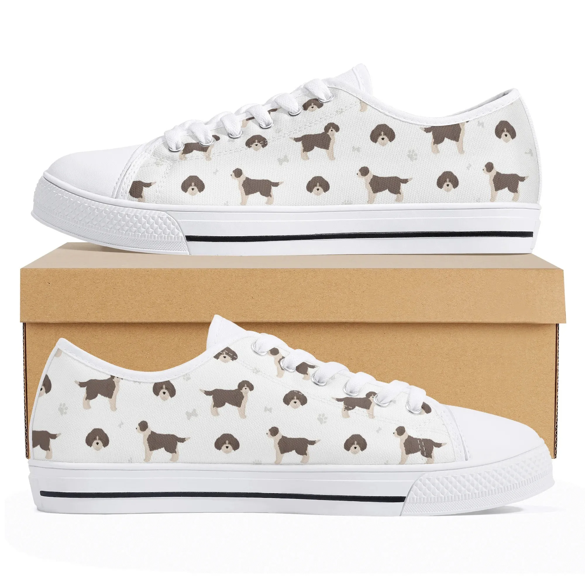 Brittany Spaniel Canvas Shoes, Women's Low Top Hunting Dog Sneakers, Men's Brittany Dog Gift, Brittany Spaniel Art Footwear Gift for Him