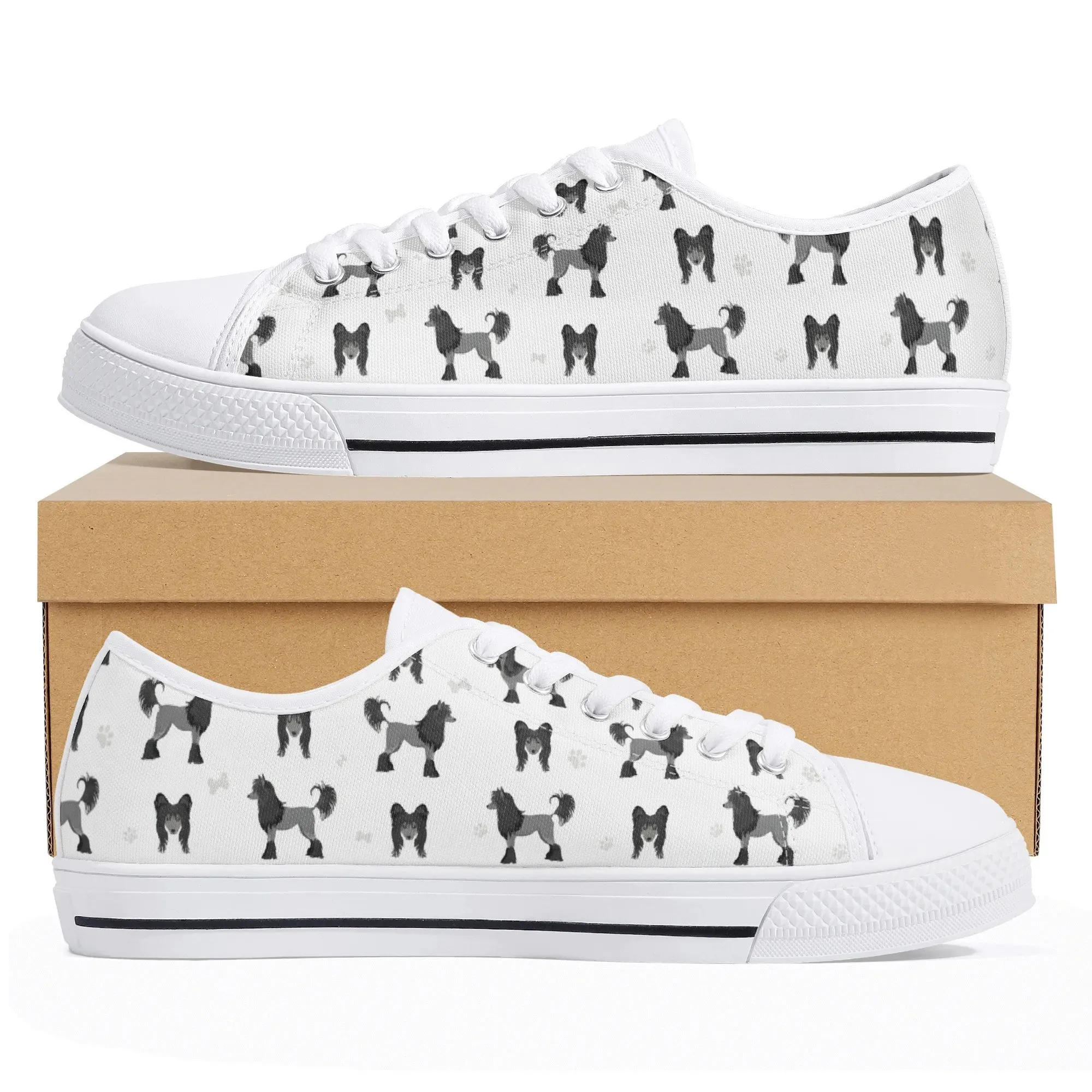 Grey Poodle Silhouette Canvas Shoes, Low Top Poodle Mom Gift, Custom Grey Dog Trainer, Unisex Low Top Sneakers for Dog Lovers